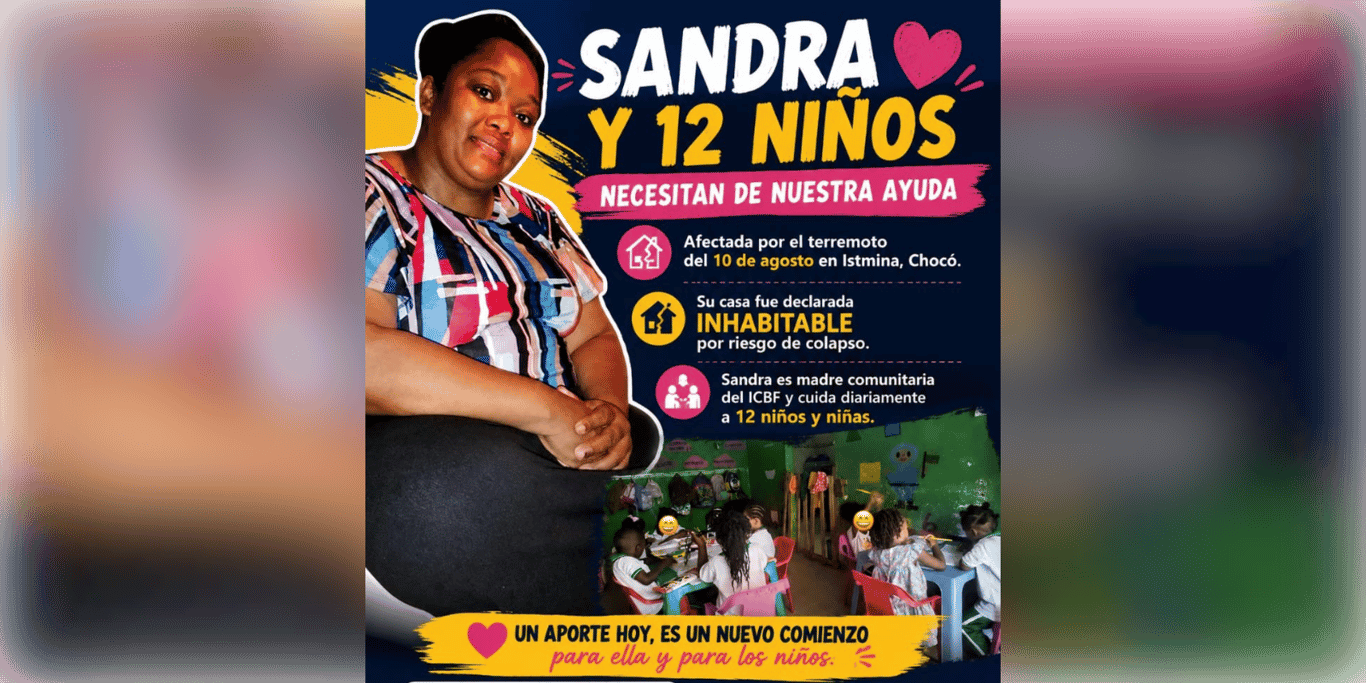Madre comunitaria necesita apoyo después del terremoto-Colombia