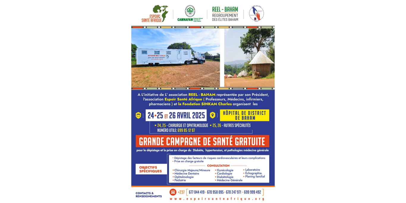 CONTRIBUTION A LA CAMPAGNE DE SANTE DU 24 AU 26 AVRIL A BAHAM
