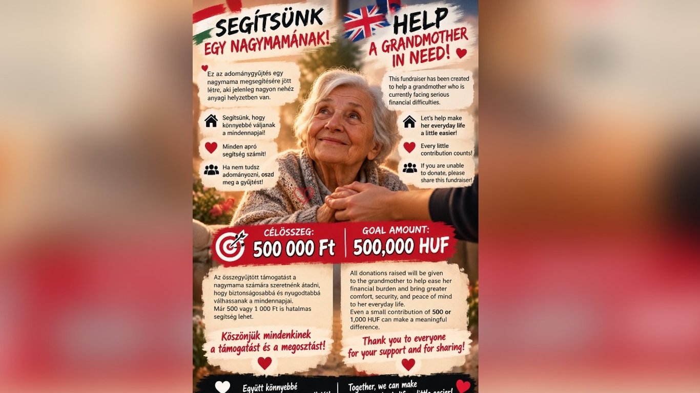 Segítsünk egy nehéz helyzetben lévő nagymamának!