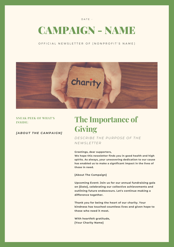 non-profit nieuwsbrief voorbeelden