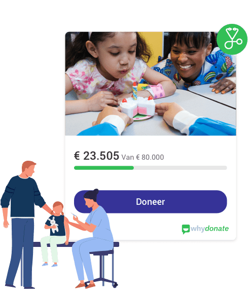 SMA Ziekte - Meisje en verpleegkundige met speelgoed en verjaardagstaart- WhyDonate